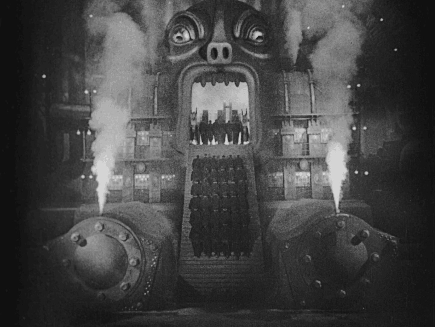 Сцена жертвоприношения Молоху-машине из фильма «Метрополис» (1927)
