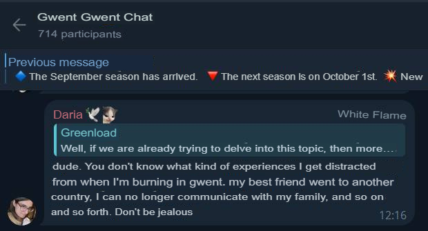 Translated from Russian by an automatic translator: https://t.me/gwent_ru/1670992 | https://web.archive.org/web/20250917230909/https://t.me/gwent_ru/1670992