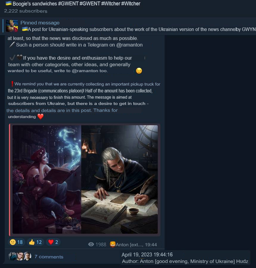 Translated from Russian by an automatic translator: https://t.me/gwentnews/7632 | https://web.archive.org/web/20250916161034/https://t.me/gwentnews/7632
